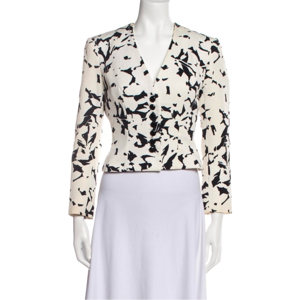 Christian Dior Vintage 1980’s Black & White Floral Print Blazer Jacket
